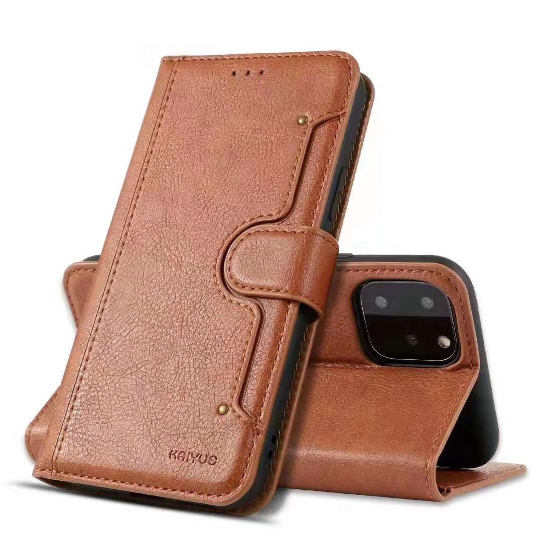 Bao da iPhone 13 mini/ iPhone 13/ iPhone 13 Pro/ iPhone 13 Pro Max (bao da cầm tay chất liệu da bò, hiệu Kaiyue)